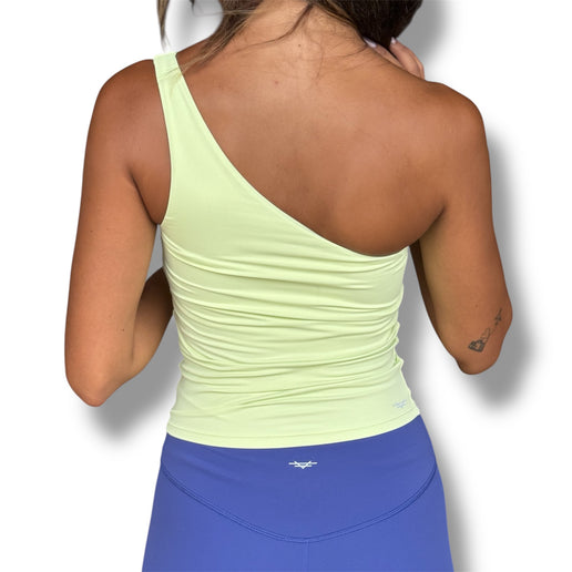 One Shoulder Padded Top - Grape Green