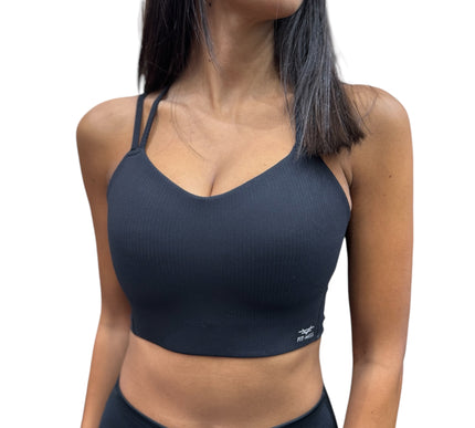 Ribbed Padded Crop Top - Black