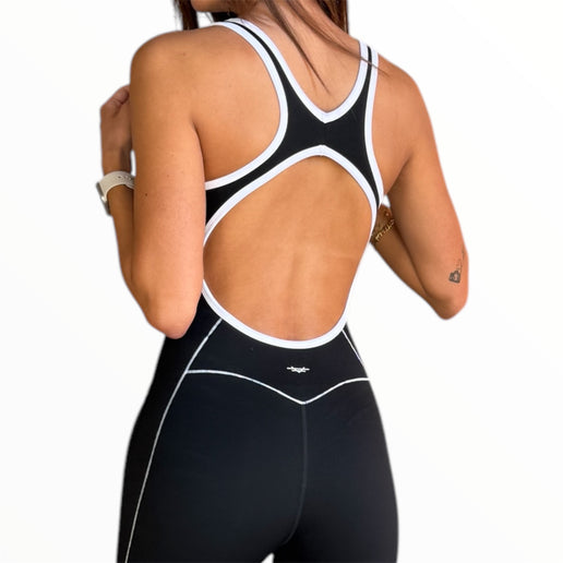 Open Back Contour Jumpsuit - Black