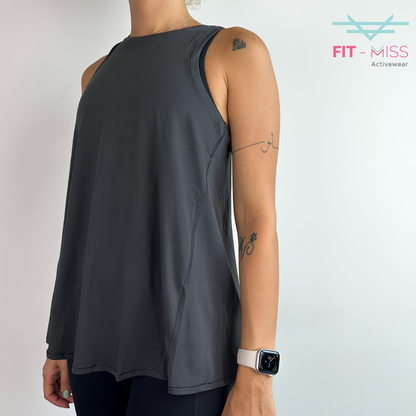 Luxe Open-Back Tank - Dark Grey