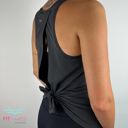 Luxe Open-Back Tank - Dark Grey