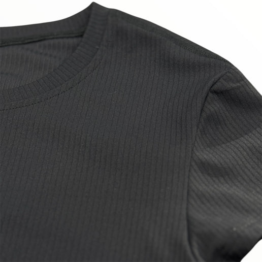 Elite Ribbed Cropped Tee - Black