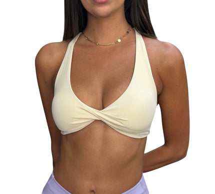 Twist Front Strappy Sports Bra