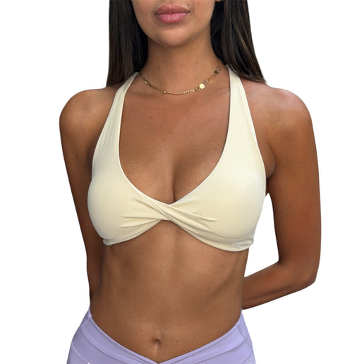 Twist Front Strappy Sports Bra