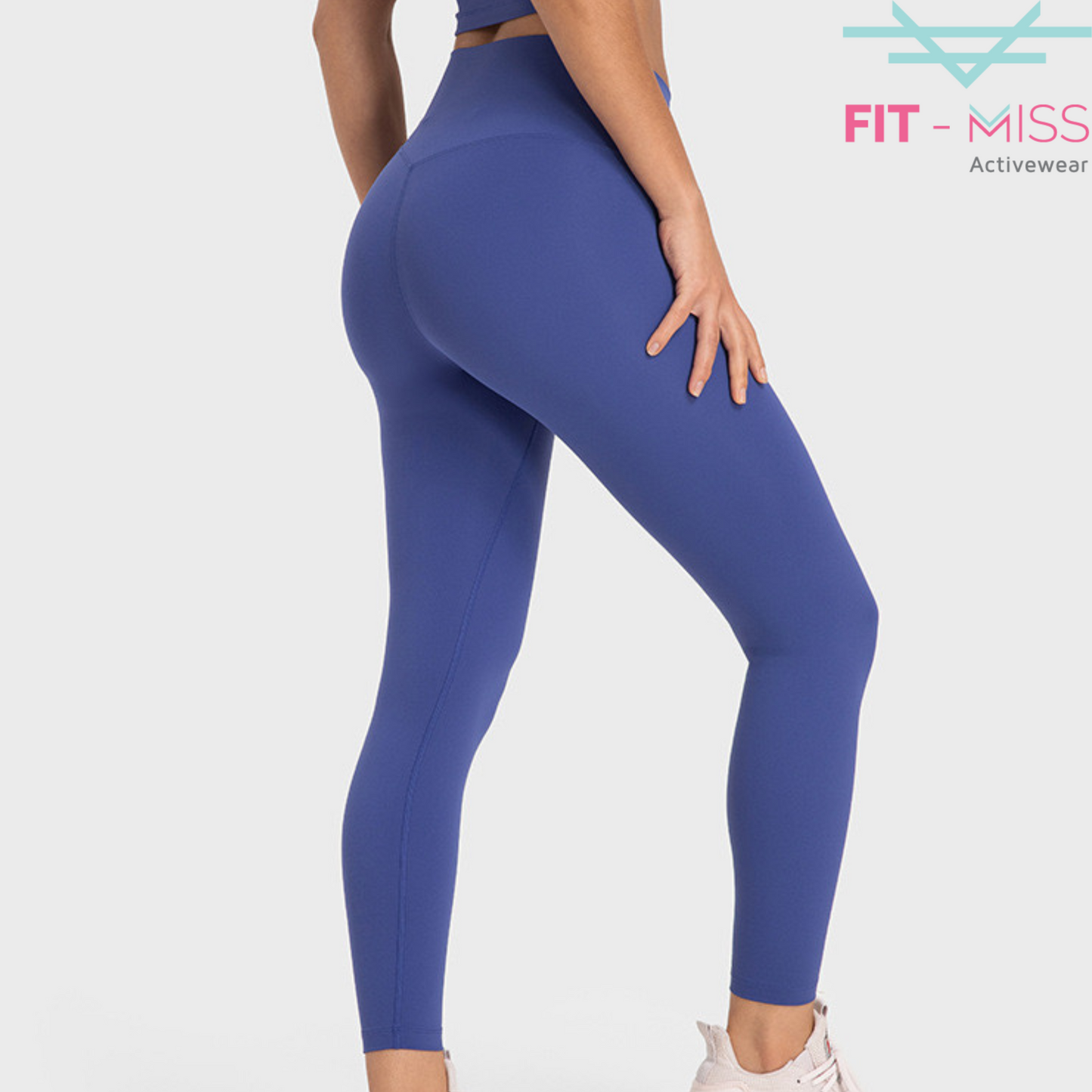 Seamless Front Basic Leggings - Azure Blue