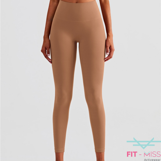 Seamless Front Basic Leggings - Cocoa