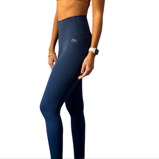 Seamless Front Basic Leggings - Dark Blue