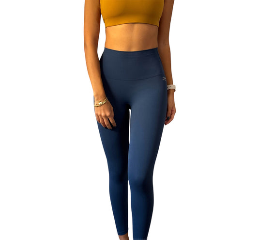 Seamless Front Basic Leggings - Dark Blue