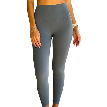 Seamless Front Basic Leggings - Dusty Blue