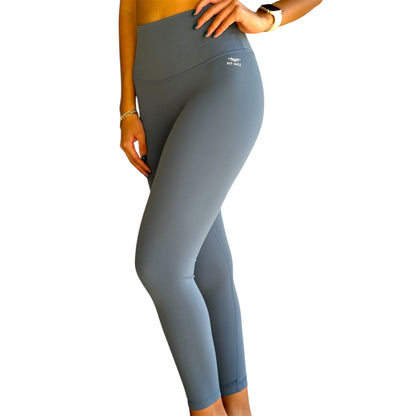 Seamless Front Basic Leggings - Dusty Blue