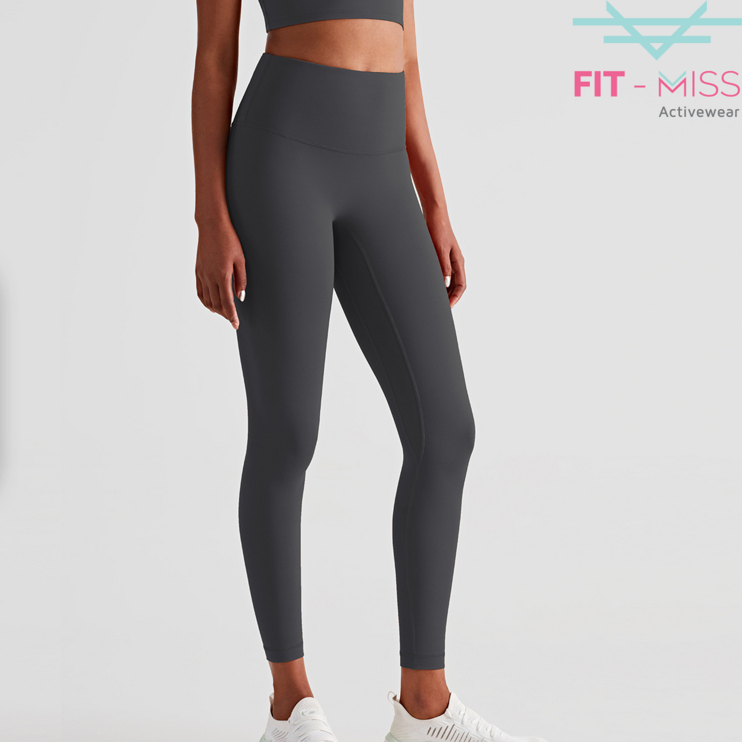 Seamless Front Basic Leggings - Dark Grey