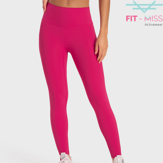 Seamless Front Basic Leggings - Magenta