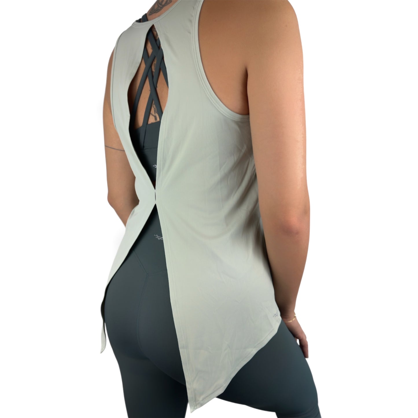 Sleek Cutout Tank - Tea Green