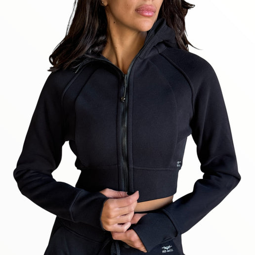 Cropped Fitted Fleece Jacket